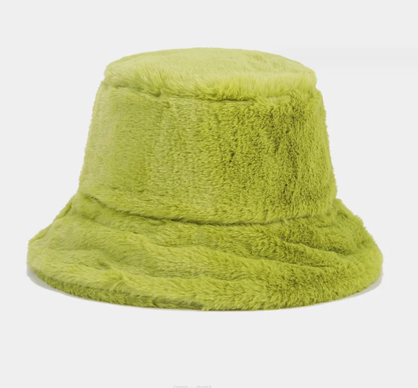 Winter Warm Blank Bucket Hat Extra Soft Fur Bucket Hats Adjustable Furry Bucket Fisherman Hats