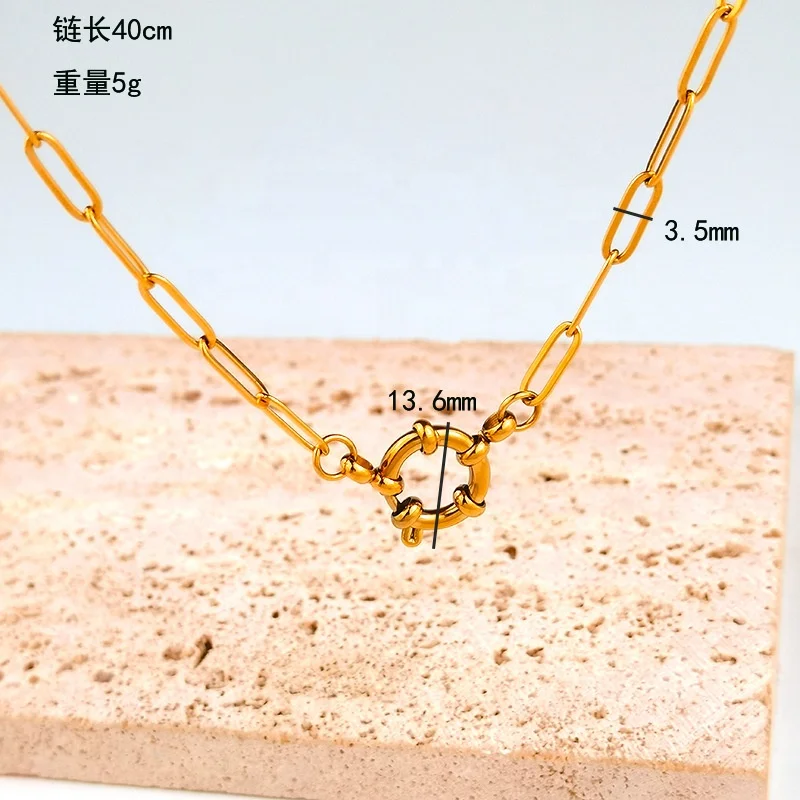 INS Fashion New Spring Buckle Pendant Necklace Stainless Steel Plating 18K Gold O Blade Stainless Steel Fashion Jewelry Necklace