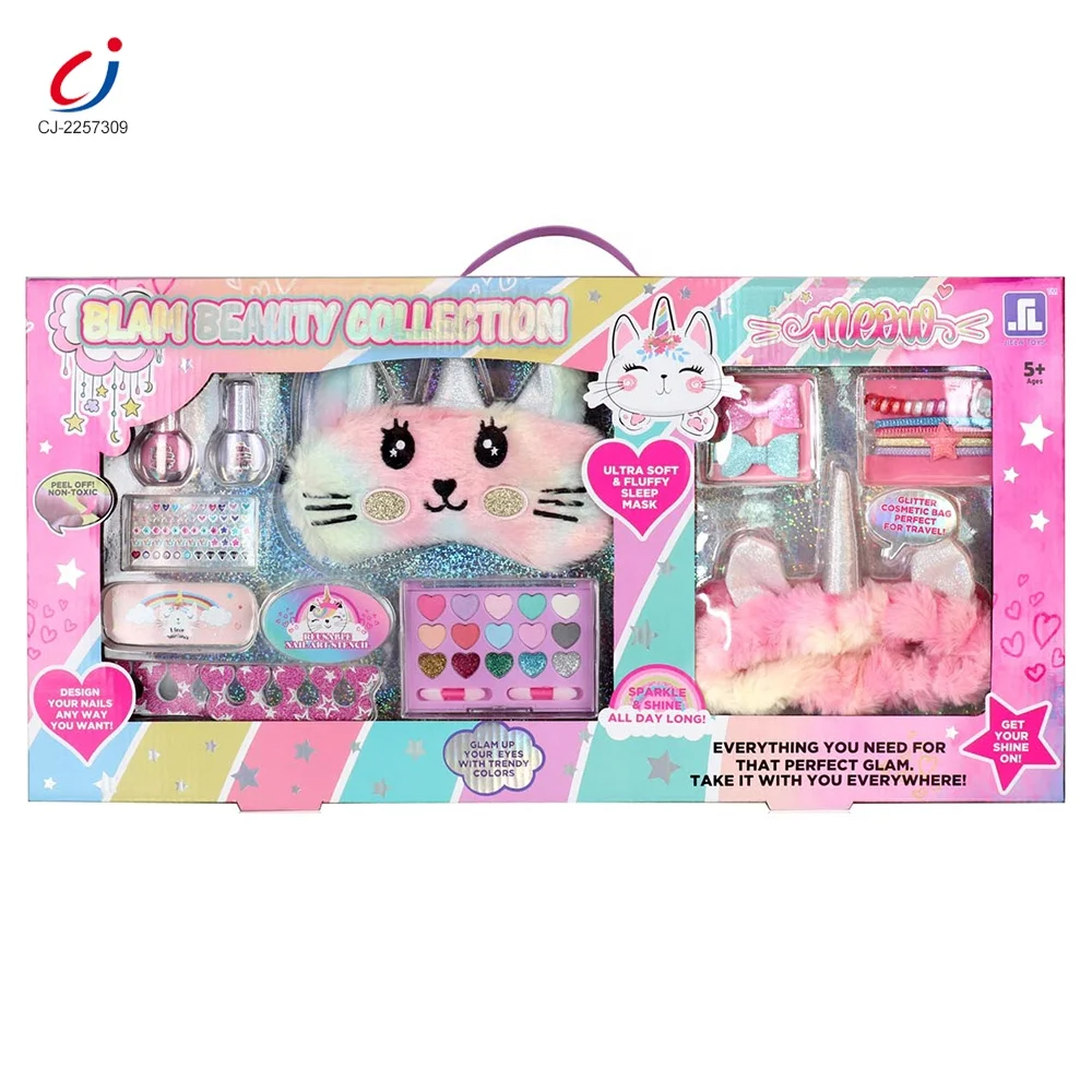 Fashion makeup plastic toy set kids beauty set real makeup nail polish manicure children cosmetic set girl make up toys