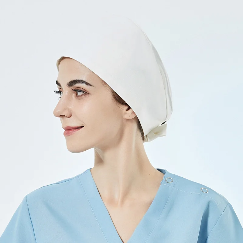 Pattern Logo Custom Support 100% Breathable Pure Cotton Surgical Nurse Hat Unisex Dental Hospital Scrub Caps
