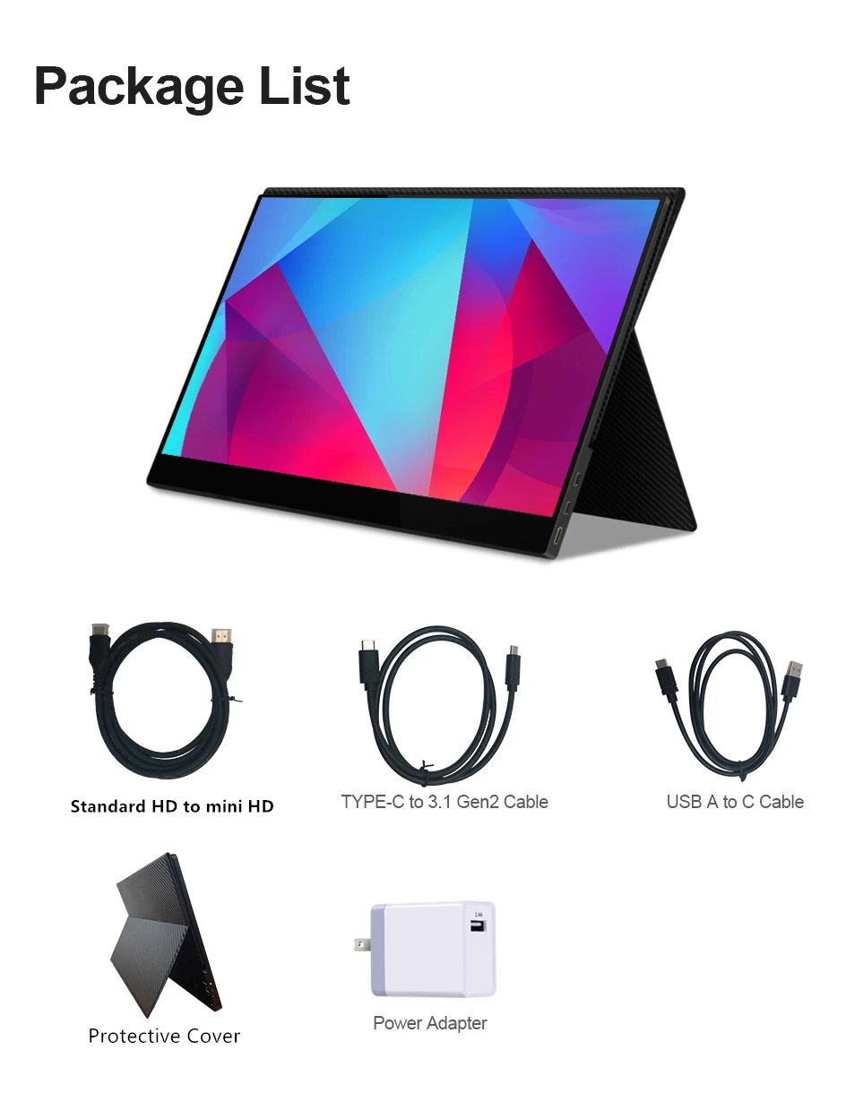 3840x2160 4K Display 15.6 inch Portable 4K Gaming Monitor for Laptop PS4