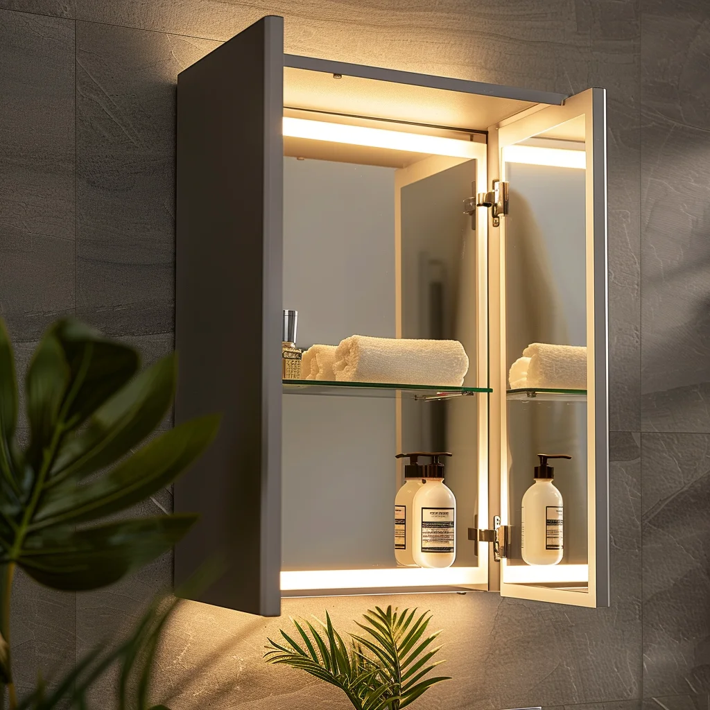 Custom Stainless Steel Storage Design Makeup Shoe Wall Mounted Jewelry Single Sink Bathroom Vanity Mirror Medicine Cabinet