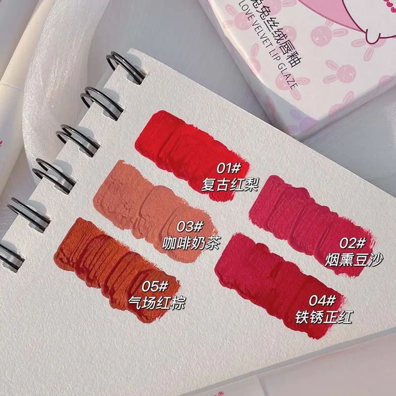 Mugeleen 5pcs/set Lip Gloss Kit Makeup Matte Lips Long Lasting Waterproof Velvet Liquid Lipstick Sexy Tint