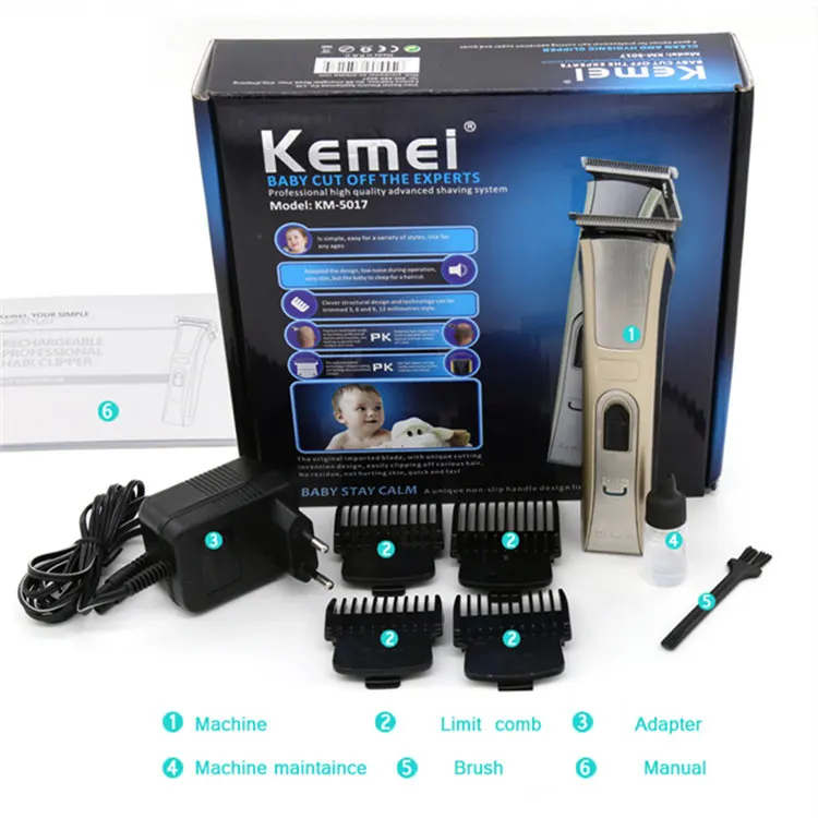 Kemei Km-5017 Cordless Rechargeable Waterproof Electric Shaver  Advanced Electric Shaver Hair Trimmers Barber Clippers