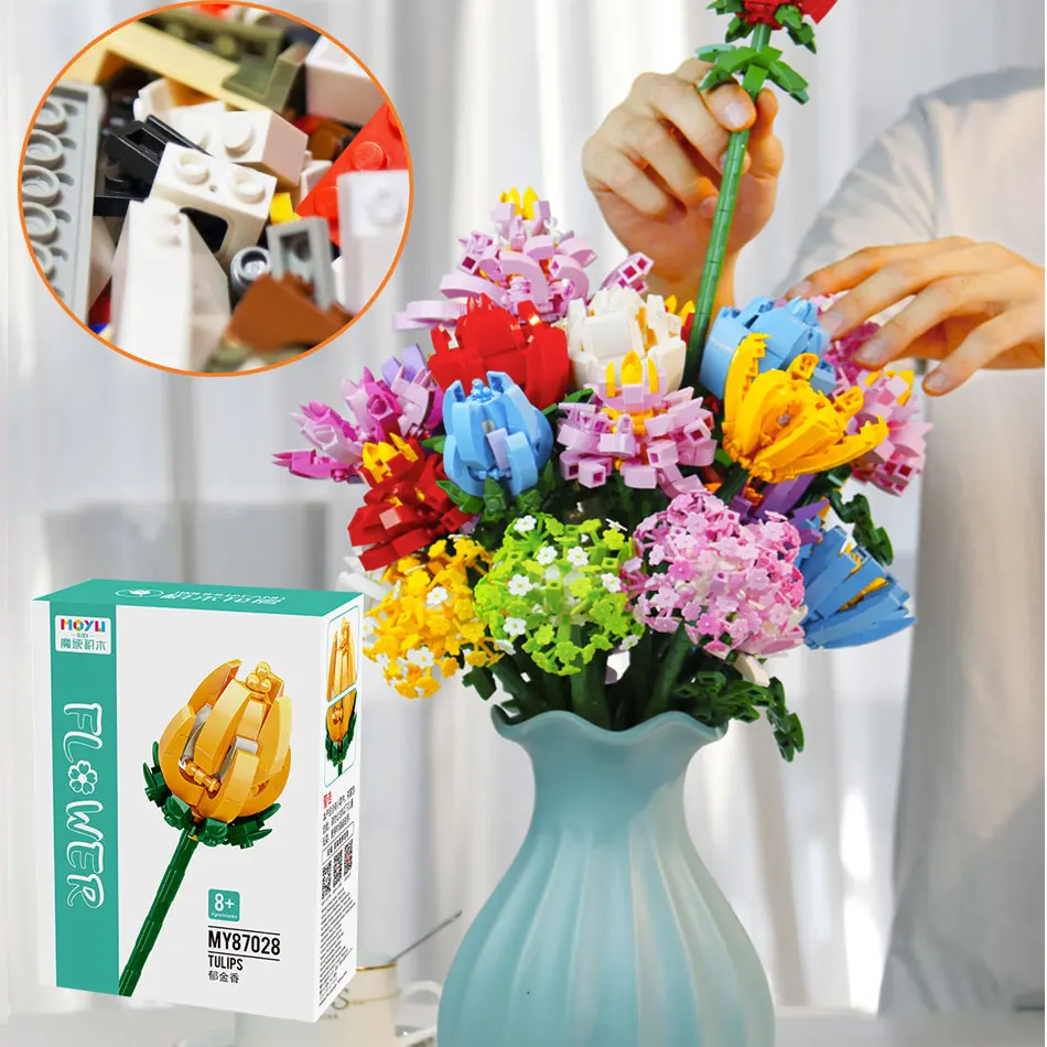Moyu Blocks Birthday Gifts to Adults/Teens New 2021 Toys Release Stress Toy Flower Bouquet Building Blocks Kits