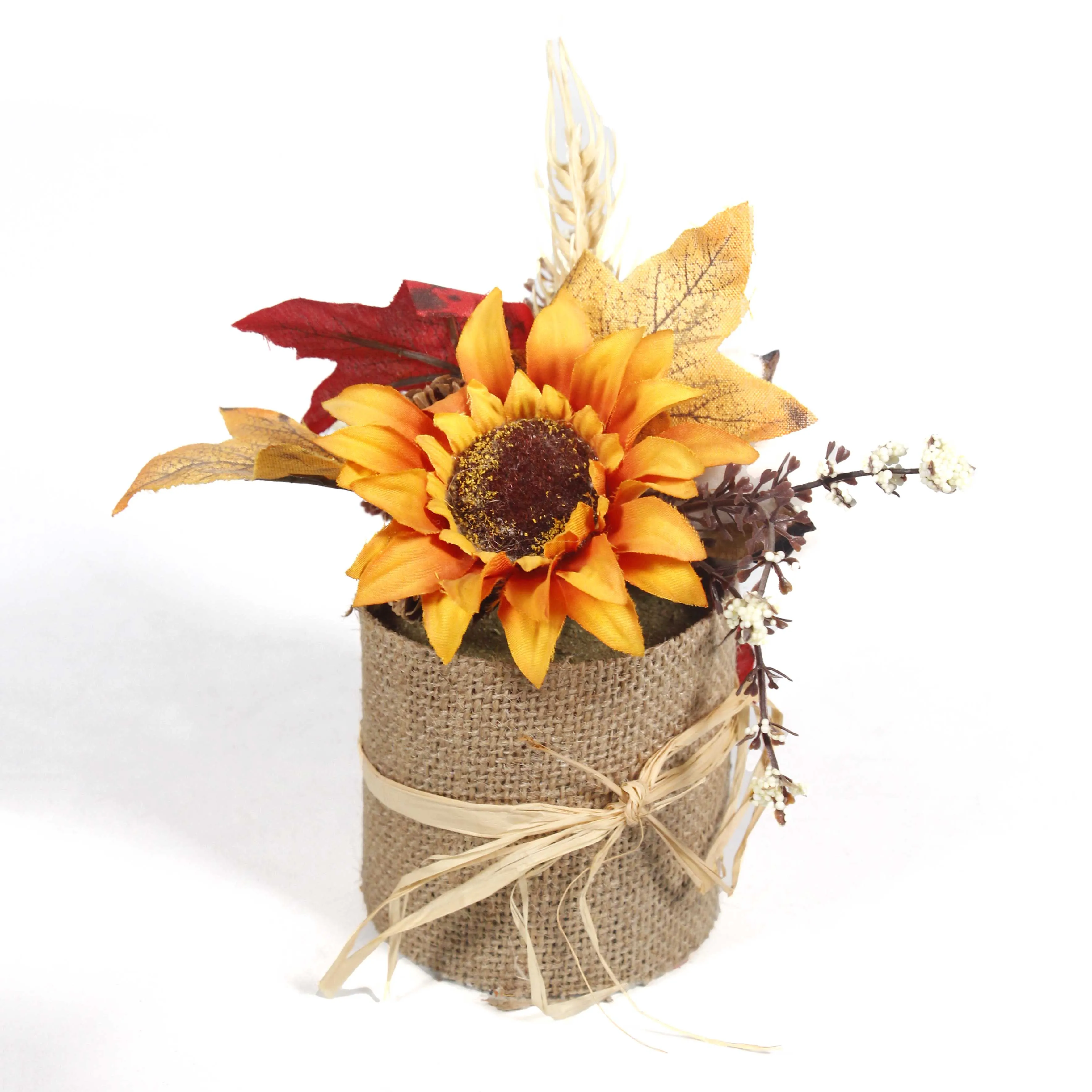 H19294 Artificial Sunflower Autumn Maple Leaf Pine Cones Plant Mini  Fall Gifts for Thanksgiving Harvest Halloween Decoration