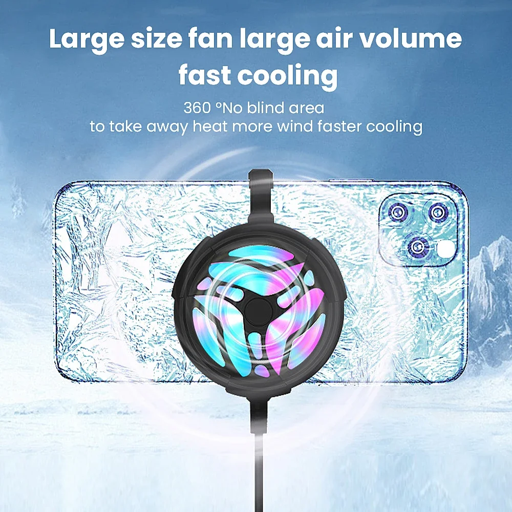 Mini Smart Phone Cooling Fan Gaming Mobile Cooler Fan Cell Phone Type-C Cool Heat Sink Radiator