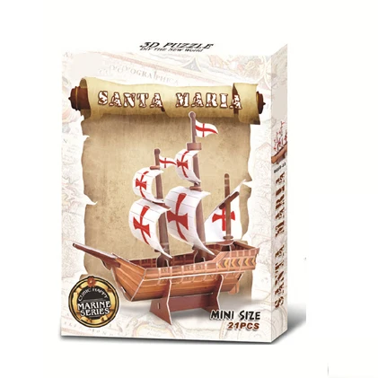 Educational Toys 3D Model Vessels Boat Puzzles Sailing Vessel 3D Jigsaw Puzzles Chinese Santa Maria for Children DIY
