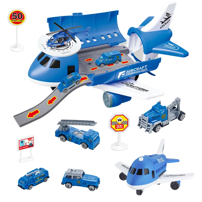 Multi-Series Luxury Aircraft Storage Police Car Car Track Deformation Transport Transport Storage Multi-Functional Aircraft Toys