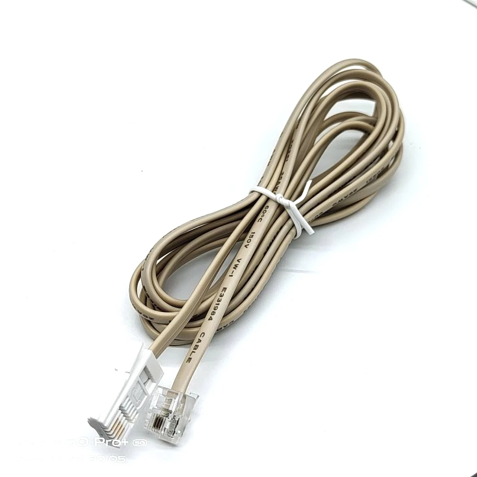 Telephone line plug to RJ11 cross telephone cable extension British BT plug to RJ11 cable