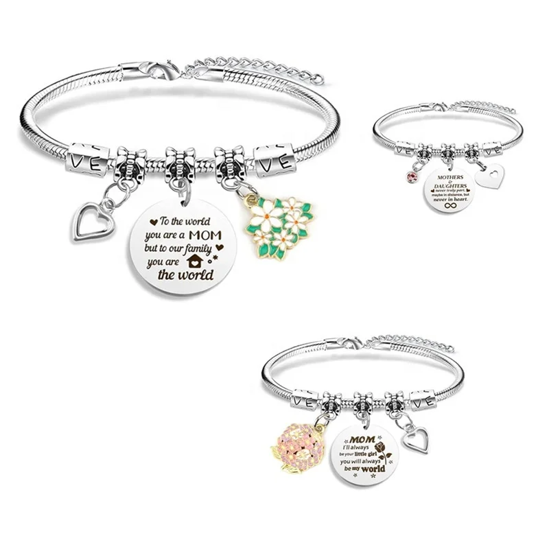 Tiktok, лидер продаж, браслет из нержавеющей стали, цепочка из змеиной кости для мамы, День благодарения Матери, Рождественский Пасхальный подарок