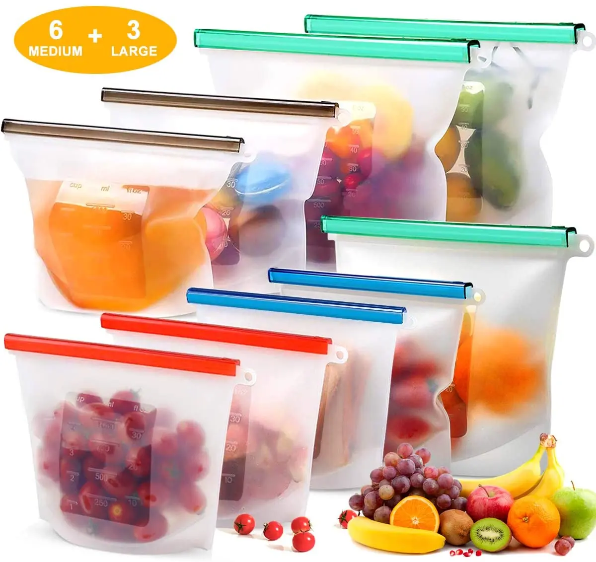 
50oz Airtight Seal Food Preservation Bag Reusable Silicone Food Storage Bag for Sandwich Liquid Snack Meat Vegetable 