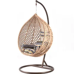 Outdoor pe wicker rattan hanging swing egg chair outdoor patio furniture egg style