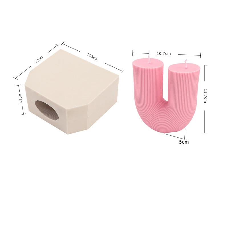 Wholesale New U-Shaped Geometric Aromatherapy Gypsum Candle Silicone Molds