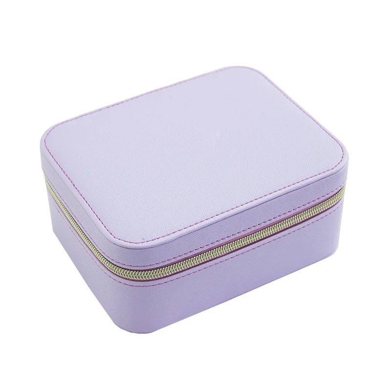 2 Layer Travel Women Jewelry Case Boxes Leather Jewelry Storage Box With Mirror