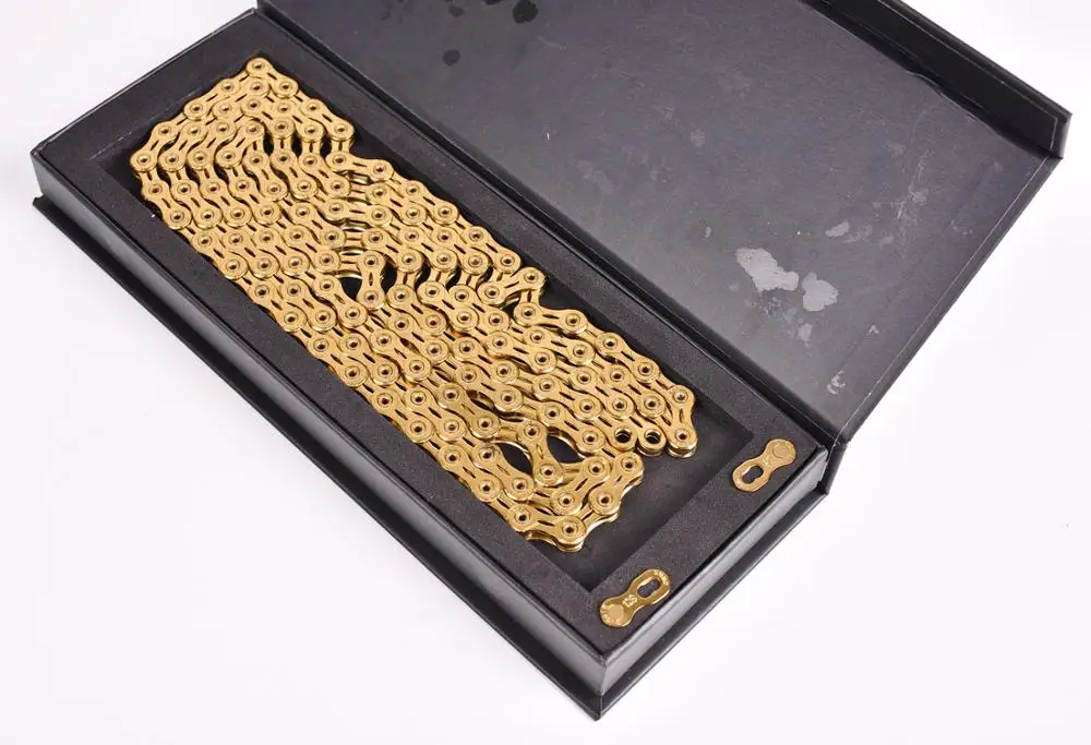 SUMC Mountain Bike Gold chain 12Speed Bicycle Chain EL SL road bike chain  126L with Missing Link for Bicycle Parts