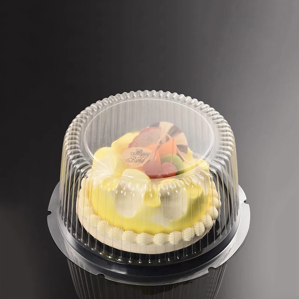 Wholesale Custom PET Biodegradable 8 inch Disposable Clear Food Plastic Container Dome Cheese Cake Packaging Box With Lid Tray