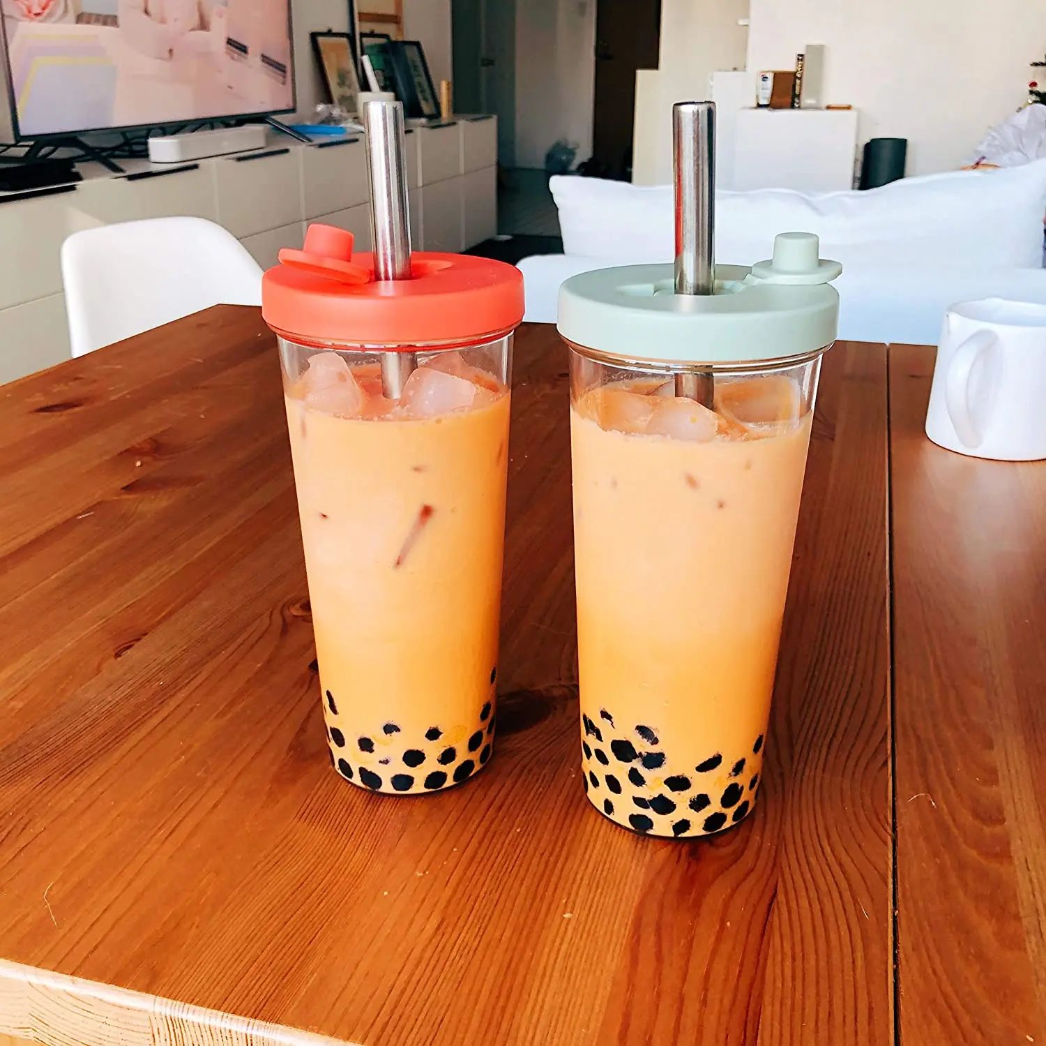 500/750 ml with Straw and Lid double wall insulated coffee mug Double Wall Insulated Bubble Tea Tumbler