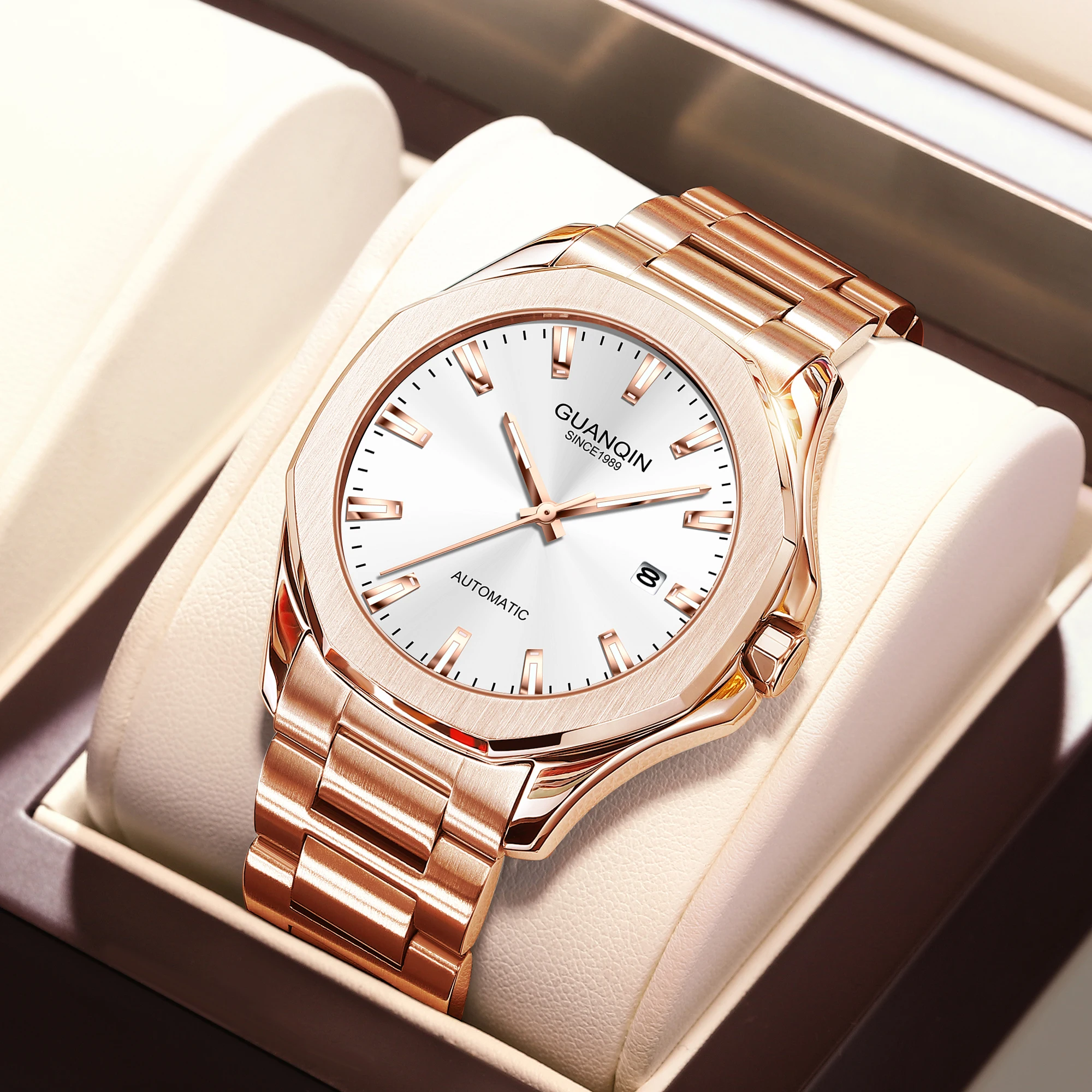 GUANQIN GJ16231 #2 Business Men Automatic Mechanical Luxury Skeleton Japan Movement Waterproof Sport Wrist Watches