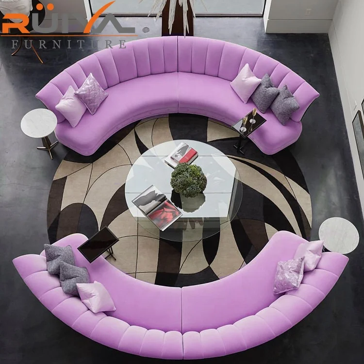 Ruiya furniture new model half moon leather sofa set