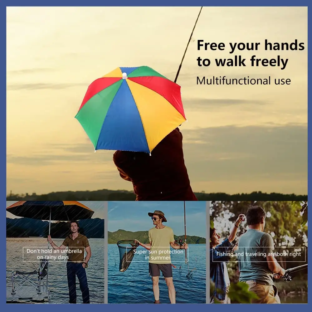 Promotional customized colorful mini small foldable rain sun head umbrella compact custom logo printed umbrella hat