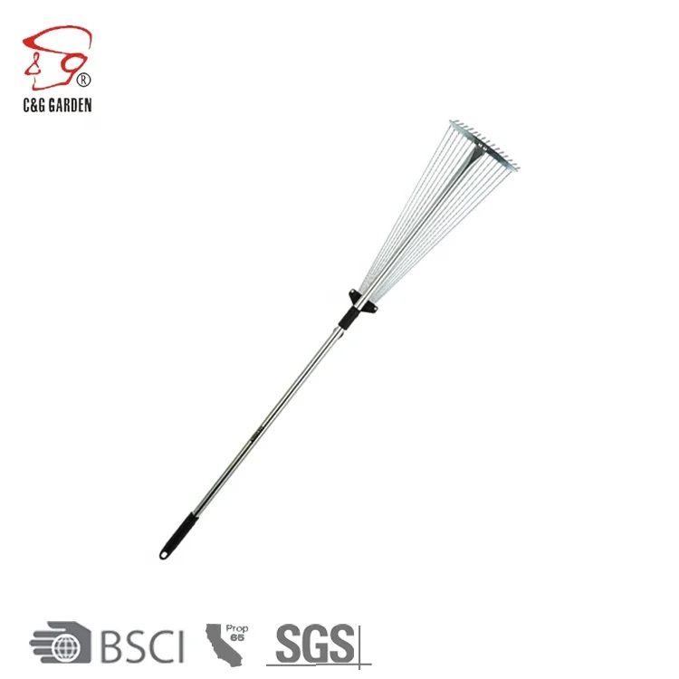 Leaf Rake Lawn Rake Garden Rake with 157mm long Lightweight Aluminum Handle, Durable Plastic Head 18 Tines