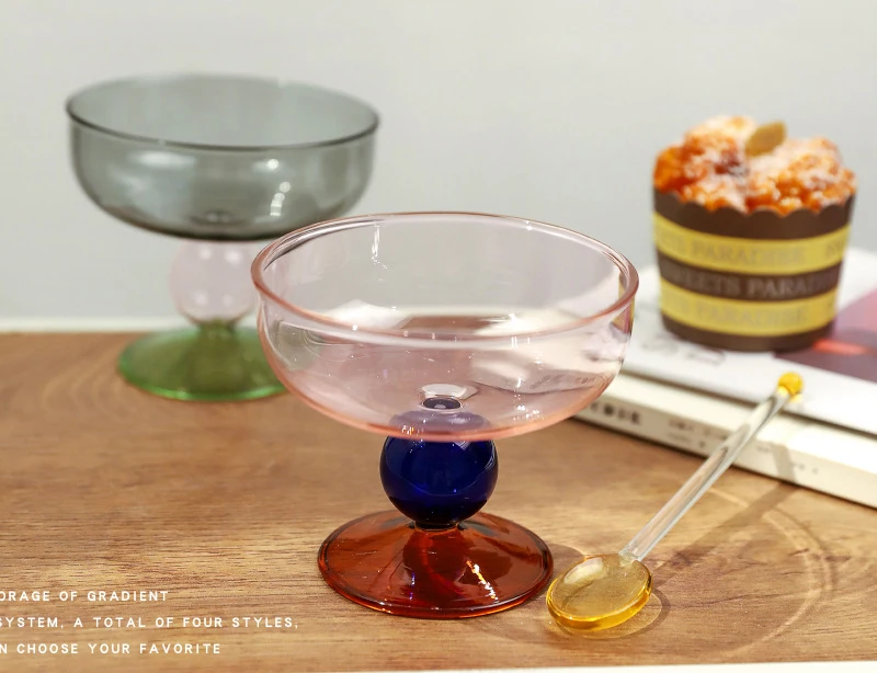 creative multi-color glass bowl, fruit salad bowl tableware, household high-temperature yogurt