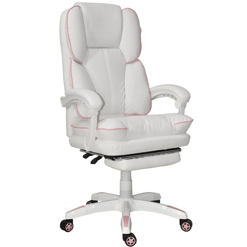 White Pink soft and comfortable Executive Computer Living Room Study price Office Chair and Table with footrest