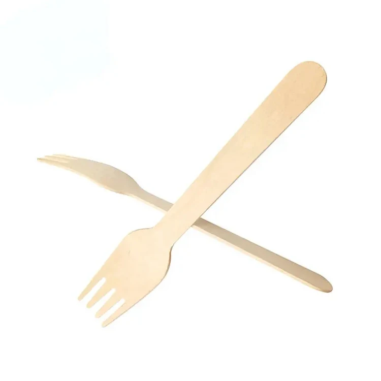 Biodegradable Wooden Disposable Cutlery Set Birch Wood Fork, Knife, Spoon