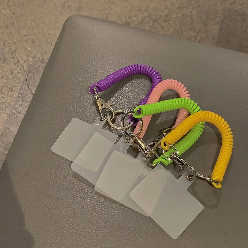 Multifunction Portable Detachable Mobile Phone Strap Clear Plastic Elastic Spiral Coil phone lanyard