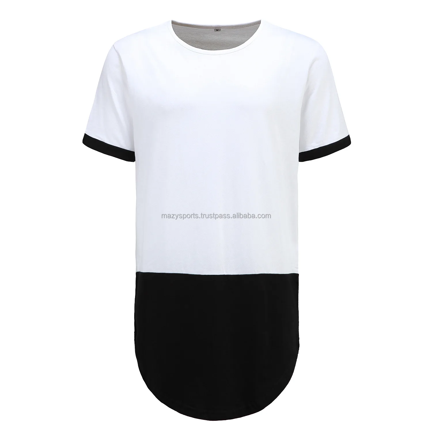 wholesale high quality custom men summer split color two tone curved bottoms short sleeve slim fit training streetwear tshirts