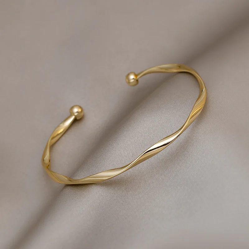  Gold Color Metal Chain Link Creative Adjustable Bracelet Bangle 2021 New Fashion Punk Women