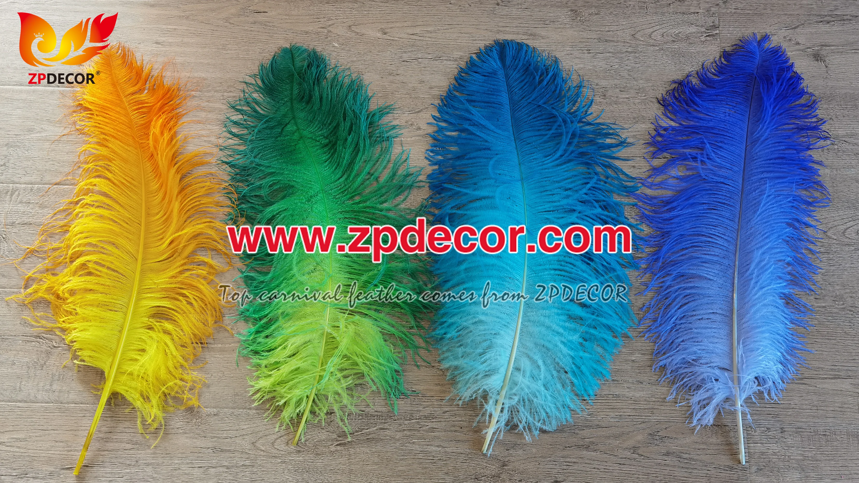 ZPDECOR Factory Wholesale Top Quality Large Ostrich Feathers Dyed 3 Colors Gradient for Carnival Costumes Design