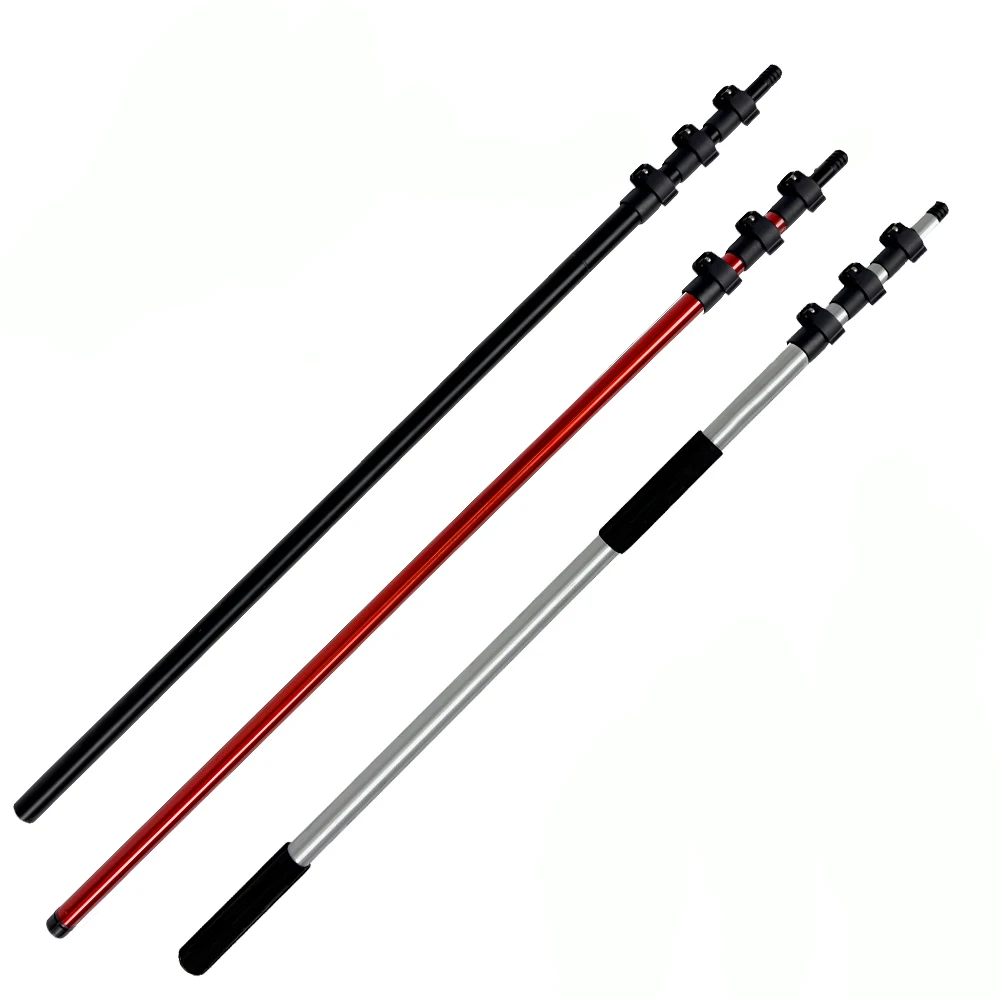 Qiyun Strong Heavy Duty Adjustable Aluminum Extension Handle Telescopic Pole with Threaded Tip Fit for Brush Broom Mops