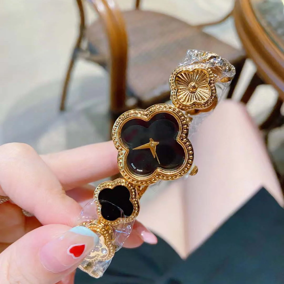 Модные кварцевые женские часы из нержавеющей стали, классические часы с четырехлистным клевером, международная торговля