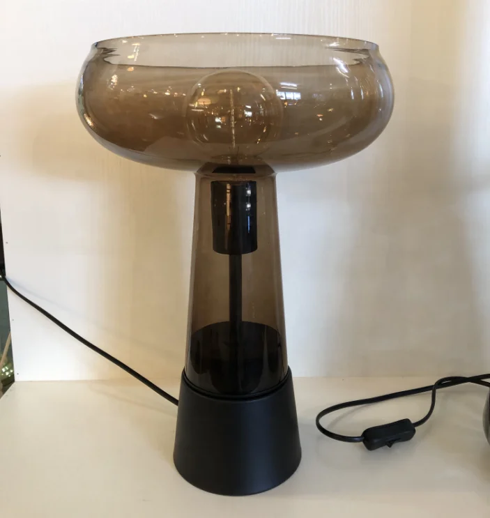 China Retro Simple smoke grey Table Glass lampshade lamp Bedroom Bedside lighting accessories