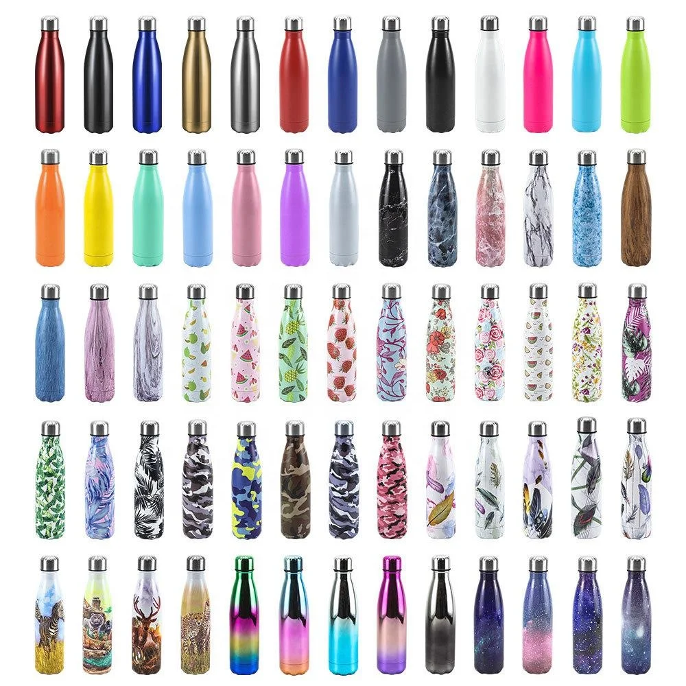 OEM Custom logo 17oz 500ml thermal insulated sports gym flask double walled cola shape stainless steel water bottle