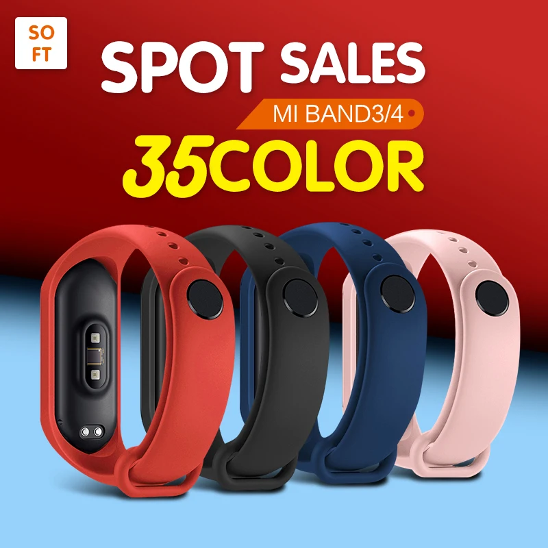 For Xiaomi Mi Band 4 Silicone Strap For Smart Watch Silicone Watch Strap Single Color
