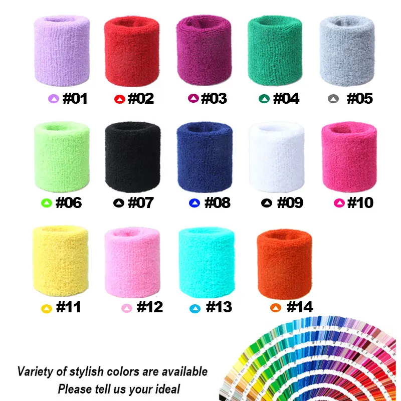 Embroidery Bulk Recycled Soft Cotton Fitness Terry Cloth Knitted Athletic For Custom Logo Exercise Sweatband Wristband
