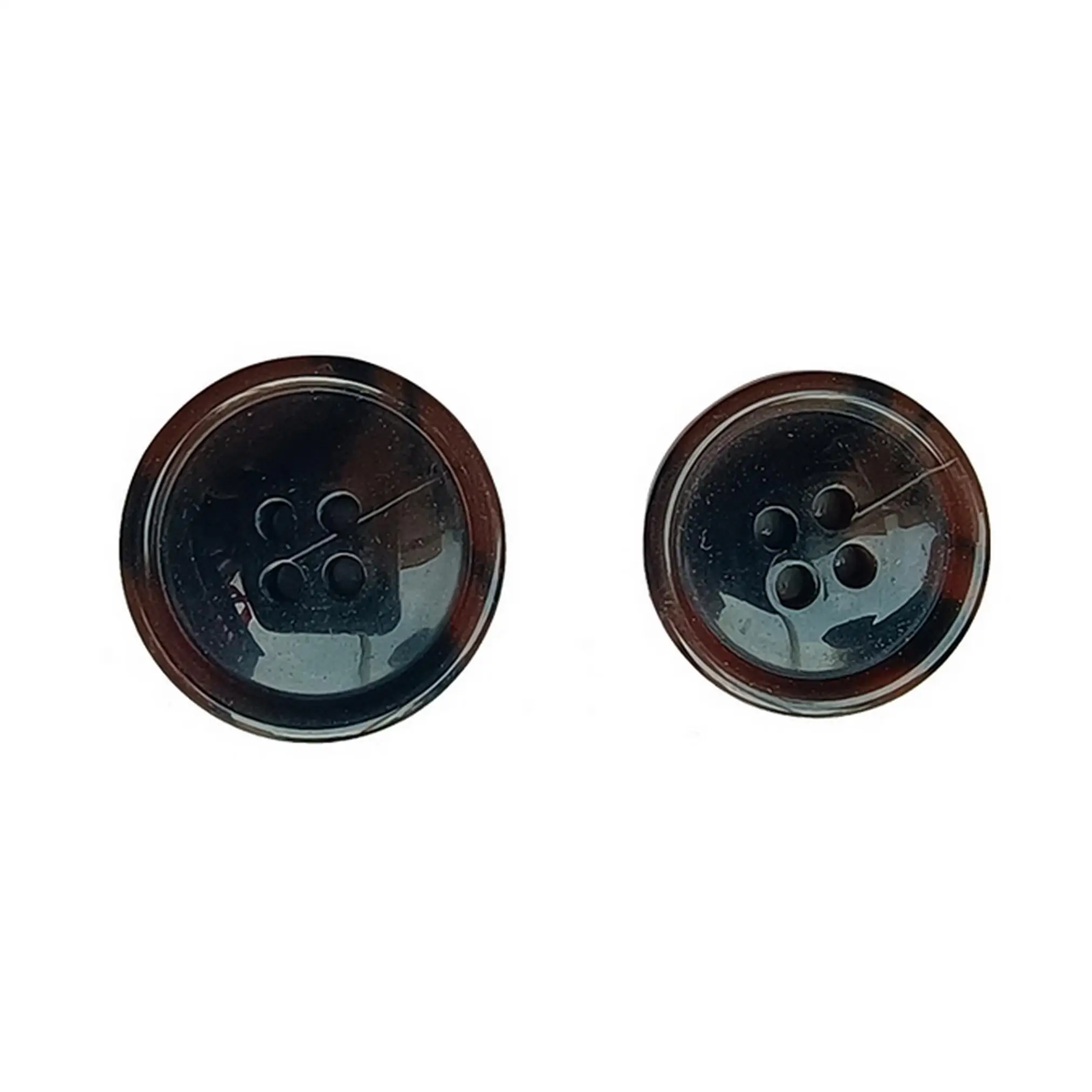 Round Button Sew Bread Shape 4 Holes White Black Plastic Polyester Resin Shirt Button