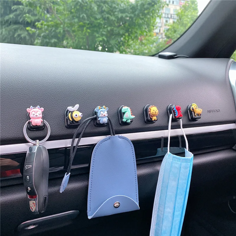 4Pcs/Lot Car Mini Hooks Organizer Storage Hanger for USB Cable Headphone Key Storage Car Accessory Car Adhesive Hook Hanger