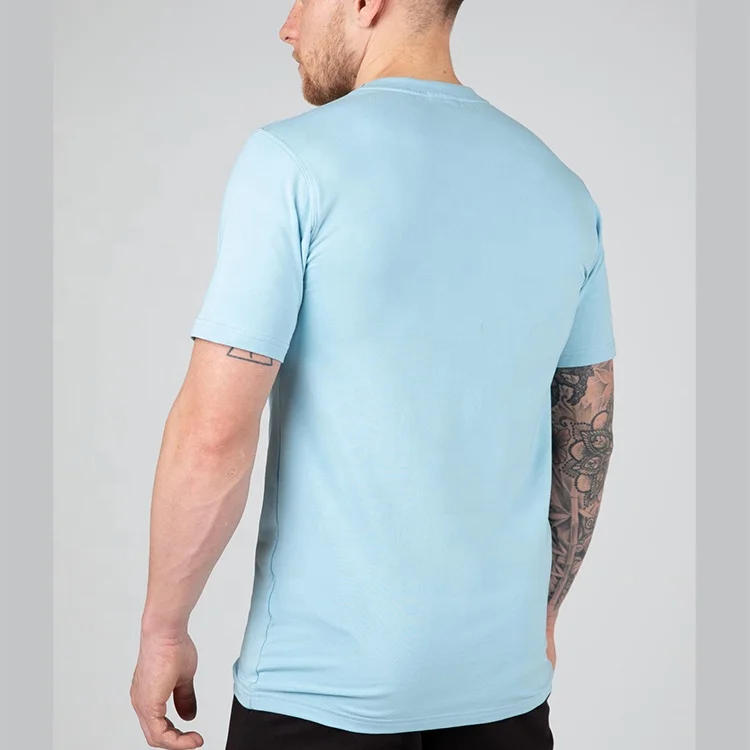 Wholesale Essential Printing Logo Running Pure Color Stretchy Fabrics T Shirt High Quality Cotton Elastane Blend T-Shirt Men