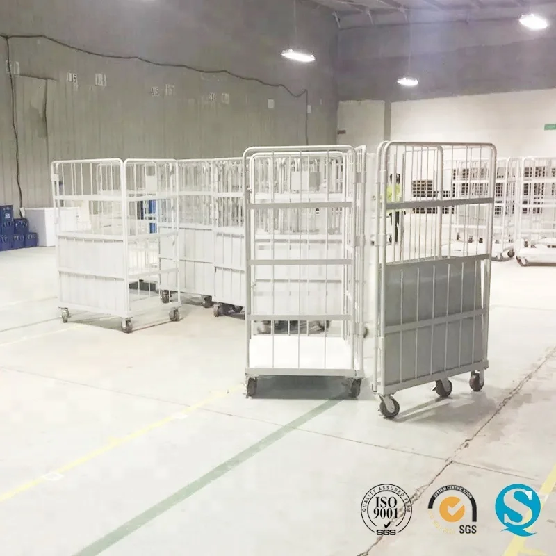 
Large metal galvanized supermarket storage mesh roll container 