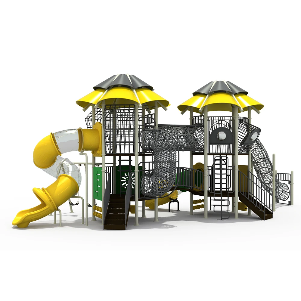 Ocean series Square wooden top quality outdoor playground playhouse with slide