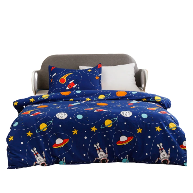 Новейший дизайн, сверхмягкая шлифовка, 2 шт., Детские пододеяльники, комплекты постельного белья, синие SpaceToys