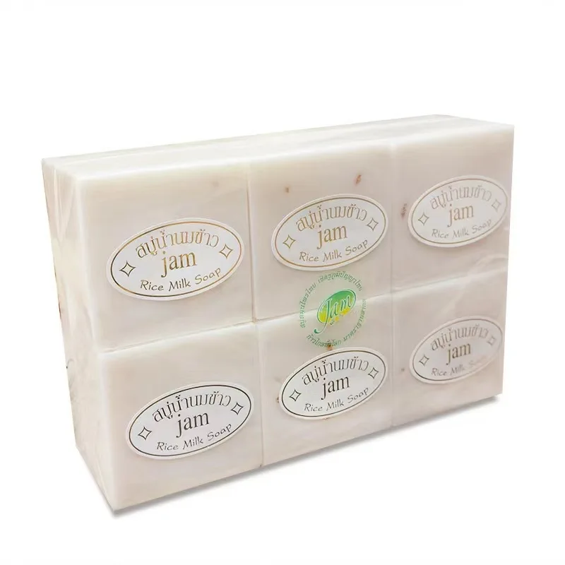Custom Logo Collagen Moisturizing Body Soap Thailand Rice Milk Jam Soap 60g Handmade Beauty Rice Milk Soap for Pimple