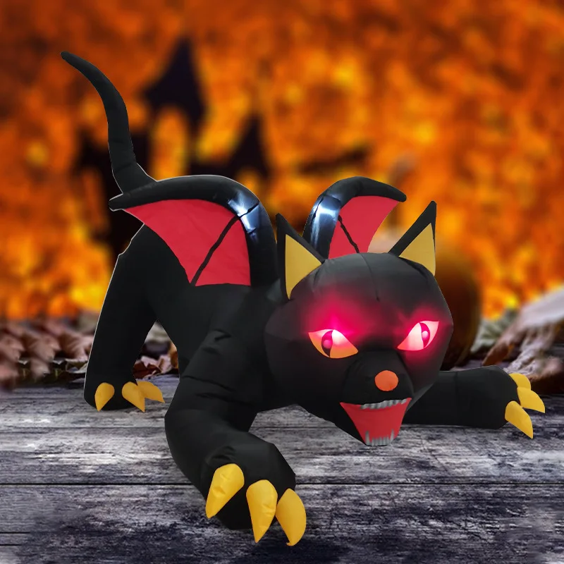 Halloween Hundred Ghosts Ghost Ornaments 6FT Black Cat Luminous Inflatable Courtyard Venue Arrangement Ornaments