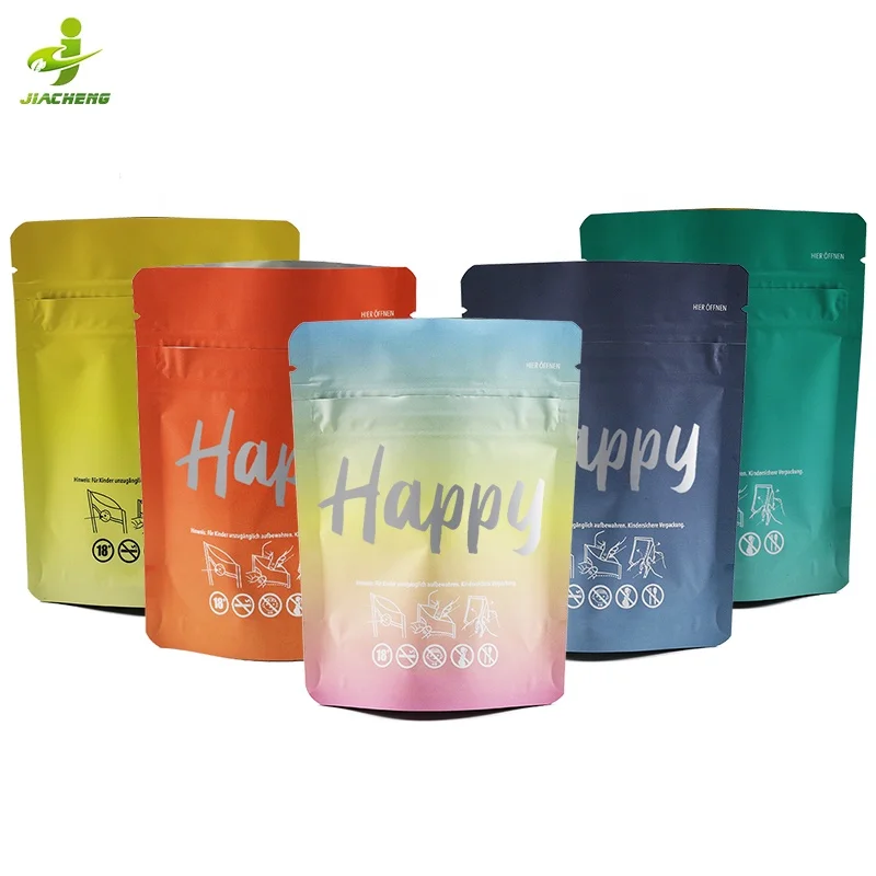 Plastic matte gradient soft touch 3.5g 4x5 edibles zipper stand up foil pouch mylar childproof zip lock packaging bag