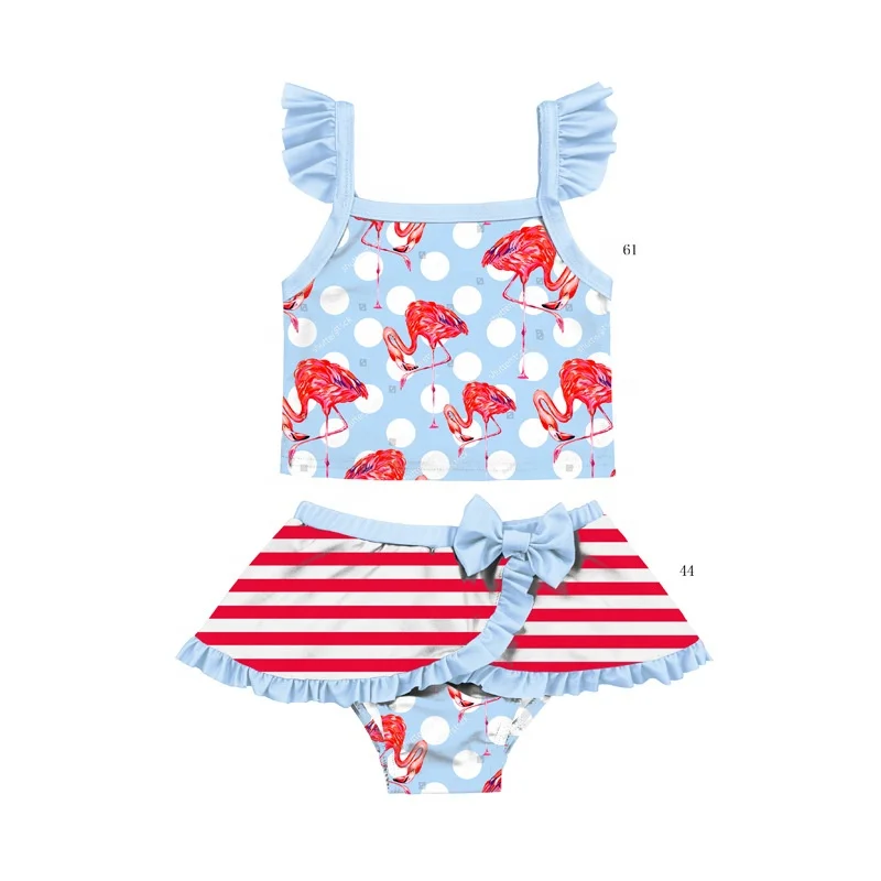 Hot sale Girls cute 2 pieces Polyester 1-6 years old kids floral printed bathing suit swimming wear baby swimsuit