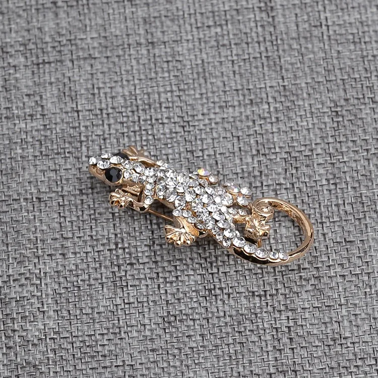 ZJ-69 Wholesale Fashion Clothes Jewelry Alloy Micro Pave Diamond Crystal Rhinestone Cute Animal Lizard Brooch